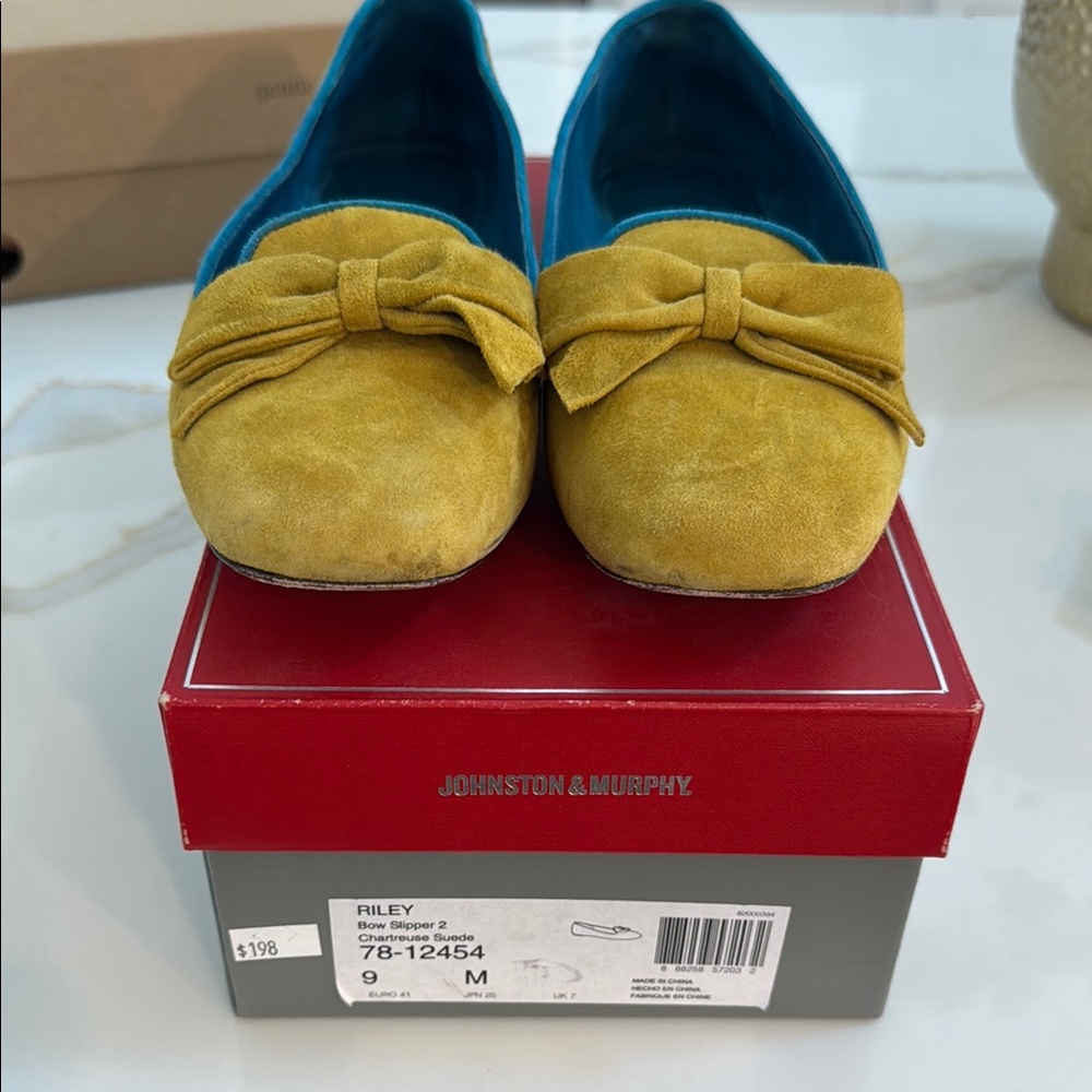 Johnston & Murphy Women's Yellow Suede Loafers